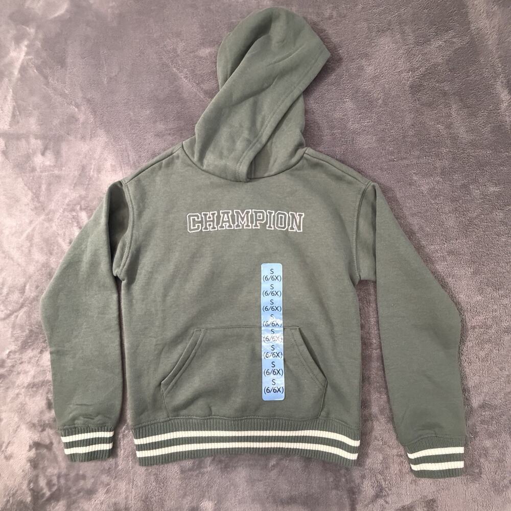 Champion Boys Logo Fleece Hoodie Dark Forest S (6/6X) Pullover